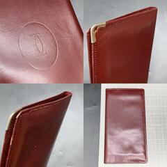 N371【Cartier】カルティエ 長財布 札入れ マストライン カードケース ボルドー レザー　中古　メンズレディースの画像