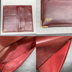 N371【Cartier】カルティエ 長財布 札入れ マストライン カードケース ボルドー レザー　中古　メンズレディースの画像