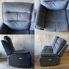 CINEMA 電動リクライニングソファ 3人掛け グレー シネマ 撥水加工  USBボード付きの画像