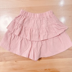 130cm キュロット　スカーチョ　ピンク　フリル　くしゅくしゅ素材の画像