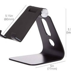 Amazonベーシック スマホスタンド 角度調節可能 アルミニウム製 iPhone / Android対応 ブラックの画像