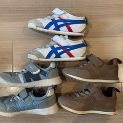 子供用スニーカー3足、リュック2個　オニツカタイガー、イフミー、H&M、ポケモンの画像