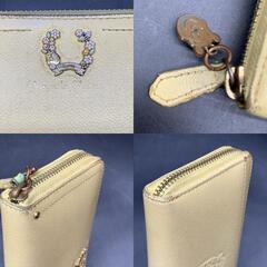 K358　Samantha Thavasa Petit Choice（サマンサタバサプチチョイス）プーさんコレクション　ラウンドファスナー　長財布　レディースウォレット　イエロー黄色　中古の画像