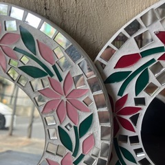 お花の丸い鏡①の画像