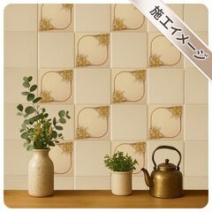 150角タイル　花柄　70枚セットの画像