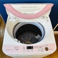 直接引き取り1500円引き⭐︎大阪府下又は近郊は配送設置込み🉑SHARP 5.5kg 全自動洗濯機 ES-G55RC-P 2016年製/YMJ10-18の画像