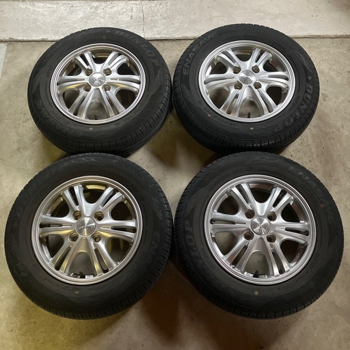 145/80-13｜2019年製｜ﾀﾞﾝﾛｯﾌﾟ｜ﾉｰﾏﾙﾀｲﾔ｜ｱﾙﾐﾎｲｰﾙ付｜4本ｾｯﾄ｜溝あり