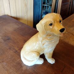 加藤工芸 置物 犬 ドッグ 陶器 オブジェ　/UJ-1346 1Fの画像