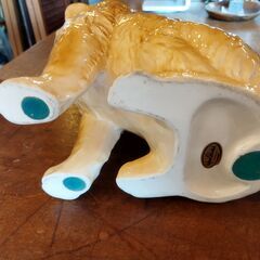加藤工芸 置物 犬 ドッグ 陶器 オブジェ　/UJ-1346 1Fの画像