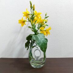 EMILIO ROBBA /エミリオロバ/ アートフラワー/ ガラス鉢入り/ 高級造花/ オブジェ/ インテリア/ 花瓶/ 置物 C1EW1103の画像