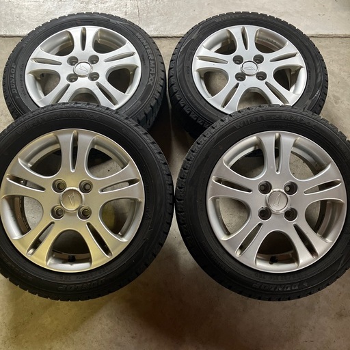 軽自動車/国産スタッドレスタイヤ＆ダイハツ純正アルミホイール4本セット/溝あり