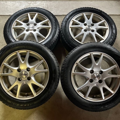 155/65-14｜2022年製｜ﾌﾞﾘﾁﾞｽﾄﾝ｜ｽﾀｯﾄﾞﾚｽﾀｲﾔ｜ｱﾙﾐﾎｲｰﾙ付｜4本ｾｯﾄ｜溝あり