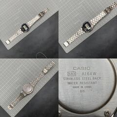 O301　可動 カシオ CASIO デジタル メンズ 腕時計 A164W グレー 文字盤 シルバー SS クォーツ ウォッチ 【中古】の画像