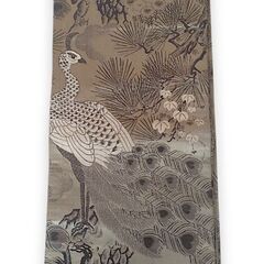 総柄　丸帯　孔雀と松　シミありの画像