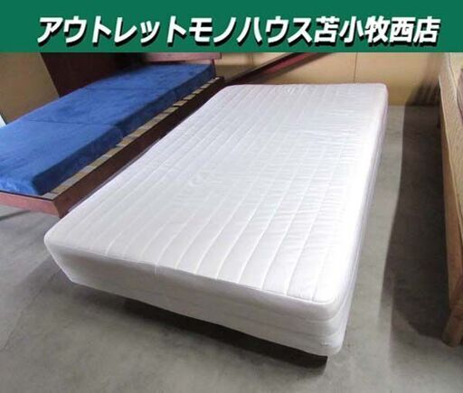 脚付きマットレスベッド セミダブル 幅120×奥行195×高さ38cm ホワイト 白 家具 苫小牧西店