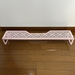 山﨑実業 キッチン隙間ラック コンロ奥用棚 鍋置き　ピンク 中古品の画像