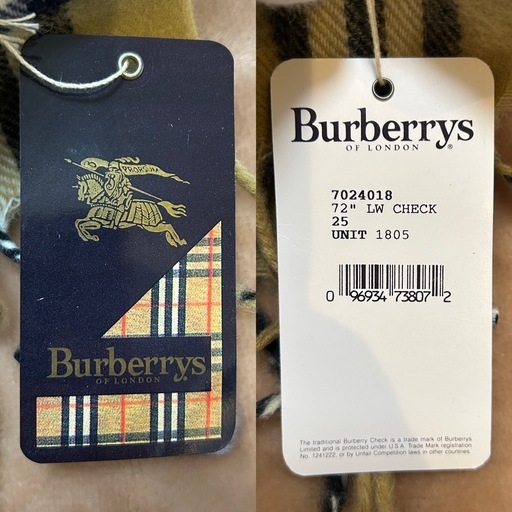製品タグ付き未使用品burberrys バーバリーズ マフラー ストール ショール スカーフ ブラウン茶色ベージュノバチェックWOOL