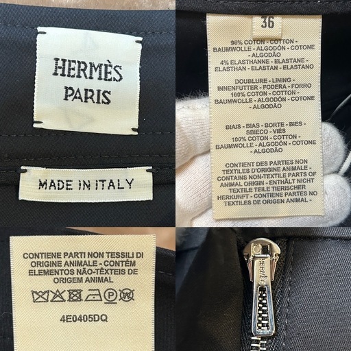 美品HERMES エルメス レディースハーフパンツ ショートパンツ 短パン 半ズボン ボトムス カジュアルパンツblackブラック黒色無地  綿コットン 表記サイズ36ウエスト約72センチイタリア製