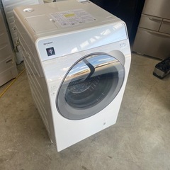 NO B535🌈福岡市内配送設置無料✨🌈シャープ ドラム式 洗濯乾燥機 洗濯10kg 乾燥6kg 幅59.5cm ヒーターセンサー乾燥 乾燥ダクト自動掃除 ES-K10B-WL 左開き クリスタルホワイト　2023年式の画像