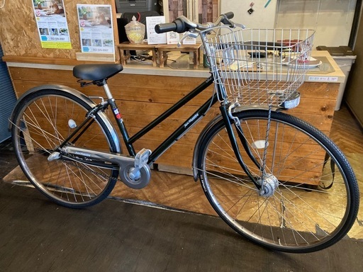 【前輪タイヤ・前輪チューブ新品！】 LEDオートライト　内装3段　27インチ自転車　ダークモスグリーン