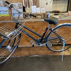 【前輪タイヤ・前輪チューブ新品！】 LEDオートライト　内装3段　27インチ自転車　ダークモスグリーンの画像