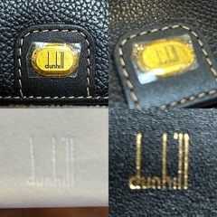 dunhill ダンヒル WU 3110 A メンズ二つ折り財布 紳士財布男性用2つ折り財布 折財布 コンパクトウォレット さいふ サイフ 小銭入れ無 札入れ blackブラック黒色無地ロゴ W10×H11.5×D1.7の画像