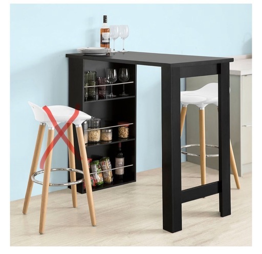 カウンターテーブル ダイニングテーブル 収納ラック付き 幅109