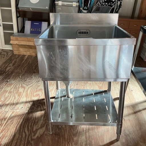 1槽シンク✨業務用❗️流し台ステレンス製厨房用業務用シンク幅60.2cm 奥行き60cm高さ84.3cm汚れ・サビあり?シルバー