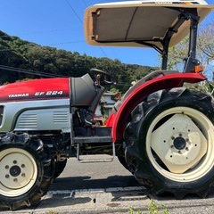 ヤンマー トラクター　24馬力 4WDパワステ ポンパ　自動水平 モンロー 自動耕深 倍速 PTO逆転 EF224 耕耘幅1500mm キャノピー付き 四駆　耕運　畑　田 畜産 ディーゼル　宮崎　簡易始動動画ありの画像