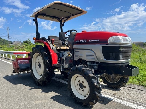 ヤンマー トラクター　24馬力 4WDパワステ ポンパ　自動水平 モンロー 自動耕深 倍速 PTO逆転 EF224 耕耘幅1500mm キャノピー付き 四駆　耕運　畑　田 畜産 ディーゼル　宮崎　簡易始動動画あり