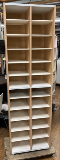 シューズラック 2列×12足 ナチュラル&ホワイト 中古