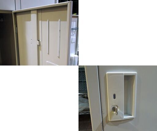 オフィス家具 4人用ロッカー 2列2段 幅61×奥行51.5×高さ179cm 鍵付き グレー シンプル スチールロッカー 更衣室 会社