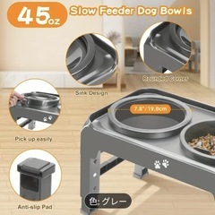 ③犬食器 早食い防止 餌台 フードボウル 食器台 高さ調節可能 食事台の画像