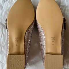 新品未使用Dianaダイアナポインテッドトゥ グリッターフラットシューズ24cmの画像