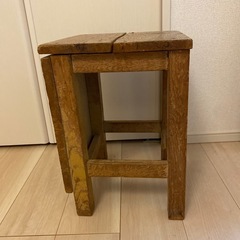 レトロ 図工室 学校 理科室 技術室 木製 スツール 椅子 アンティーク 古道具の画像