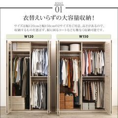 未使用訳あり　新品未組み立て　ルーバー折れ戸ワードローブ　ホワイトの画像