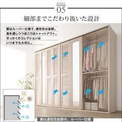 未使用訳あり　新品未組み立て　ルーバー折れ戸ワードローブ　ホワイトの画像