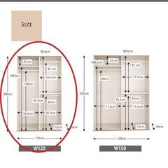 未使用訳あり　新品未組み立て　ルーバー折れ戸ワードローブ　ホワイトの画像