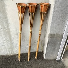 キャンプ　松明　たいまつ　トーチ　灯り　竹　ワックス　3点　ガーデニングの画像