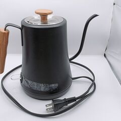 動作品 クリーニング済み 電気ケトル 1L 1リットル コーヒー ドリップ ステンレス カフェ ケトル 細口 電気カフェケトル おしゃれ AR-KE102BW ブラック ウッドの画像