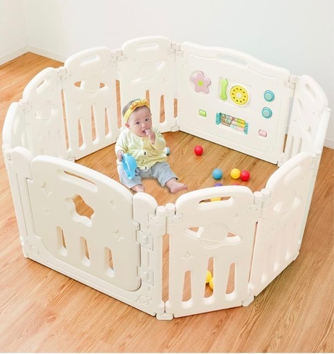 WEIMALL ベビーサークル 折りたたみ ベビーフェンス 扉付き 10枚セット 116.5cm×116.5cm