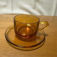 ADERIA GLASS アンバー カップ・ソーサー ギフトセットの画像