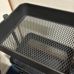 山善　スチールワゴン　3段　ブラック(黒)の画像
