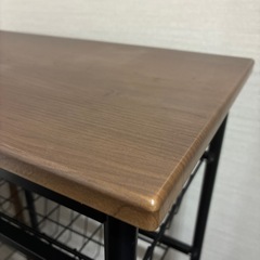 キッチンワゴン　スチール、化粧板　ブラック、ウォールナット風　の画像