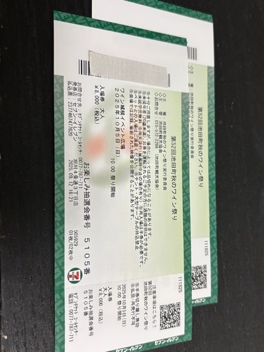 【値下げ】北海道池田町ワイン祭り2025の大人ペアチケット