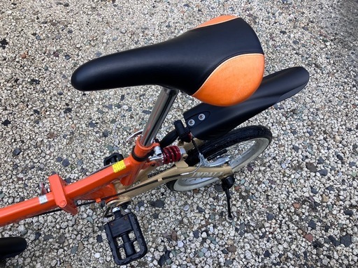 665、【美品】折りたたみ自転車16インチ橙茶