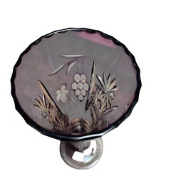 【美品】クリスタルドナウ 紫被切子 フラワーベース 花瓶　カメイガラスの画像
