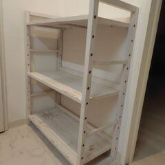 ホワイト 白 3段木製棚の画像
