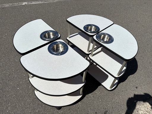 麻雀卓　サイドテーブル　 キャスター付　丸型　灰皿　セット売り　4つセット