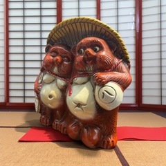 たぬき　置物　常滑焼　狸　タヌキ　夫婦狸 商売繁盛の画像